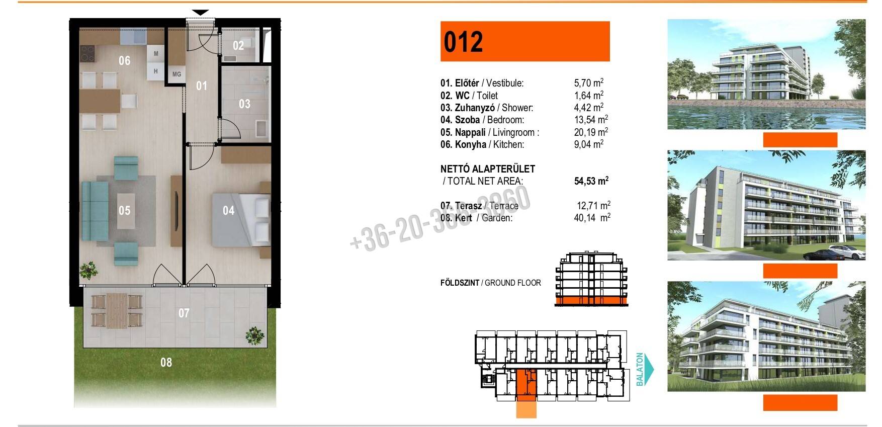 Eladó Társasházi lakás, Siófok, Ezüstpart, 54nm, 105600000 Ft