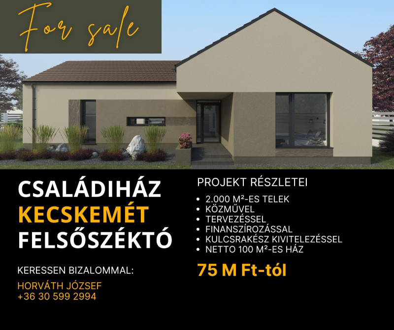 Eladó Ház, Kecskemét, Felsőszéktó, 100nm, 75000000 Ft