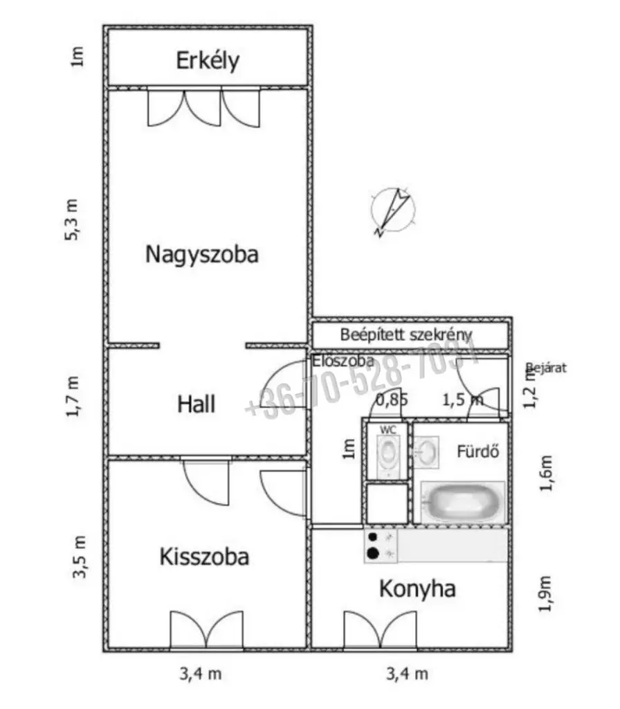 Eladó Panellakás, Tatabánya, Gál István lakótelep, Gál István lakótelep, 55nm, 39800000 Ft