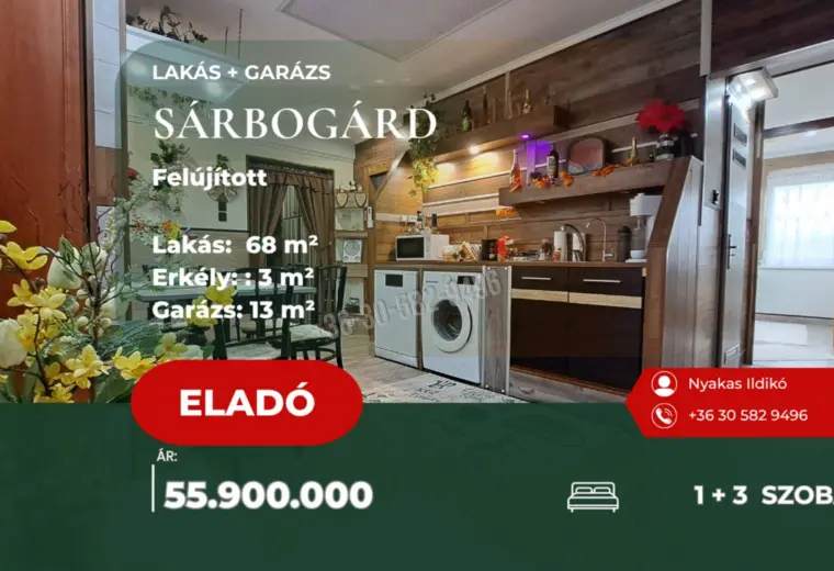 Eladó Panellakás, Sárbogárd, Nincs megadva, 68nm, 55900000 Ft
