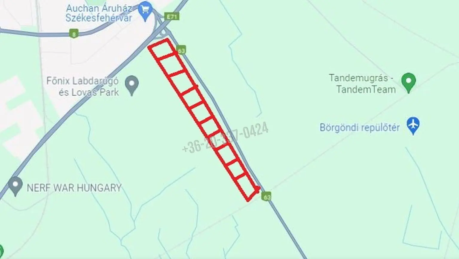 Eladó Külterületi telek, Székesfehérvár, Déli ipari zóna, 63-as főút, 1nm, 69000000 Ft
