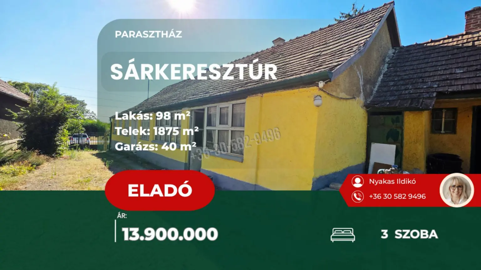 Eladó Családi ház, Sárkeresztúr, 98nm, 13900000 Ft