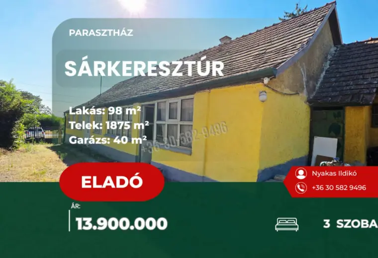 Eladó Családi ház, Sárkeresztúr, 98nm, 13900000 Ft