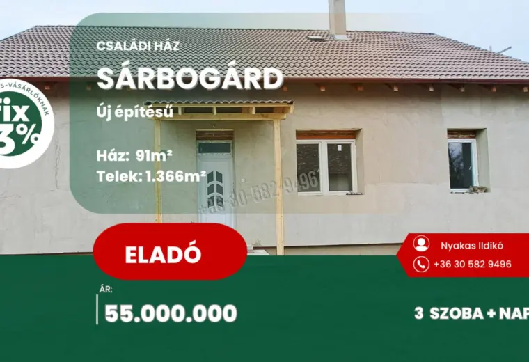 Eladó Családi ház, Sárbogárd, Nincs megadva, 91nm, 55000000 Ft