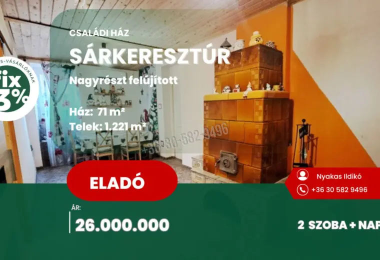 Eladó Családi ház, Sárkeresztúr, 71nm, 26000000 Ft