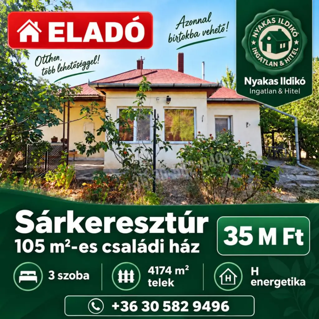 Eladó Családi ház, Sárkeresztúr, 110nm, 35000000 Ft