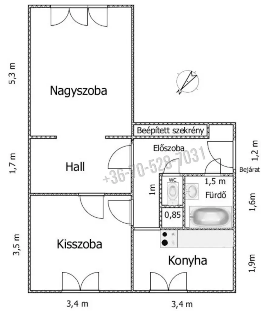 Eladó Panellakás, Tatabánya, Sárberek, Sárbereki lakótelep, 53nm, 40500000 Ft
